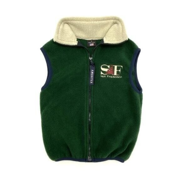 Vintage Other - AMERITEX Vintage Hunter Green San Francisco Zip Up Fleece Vest Child Size Small